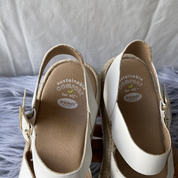 DrScholl's Once Twice Platform Strappy Sandals Women Sz 8M White Faux Leather - Picture 9 of 16
